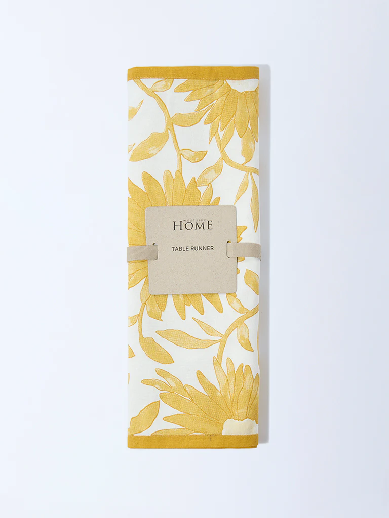 Westside Home Yellow Sunflower Design Table Runner