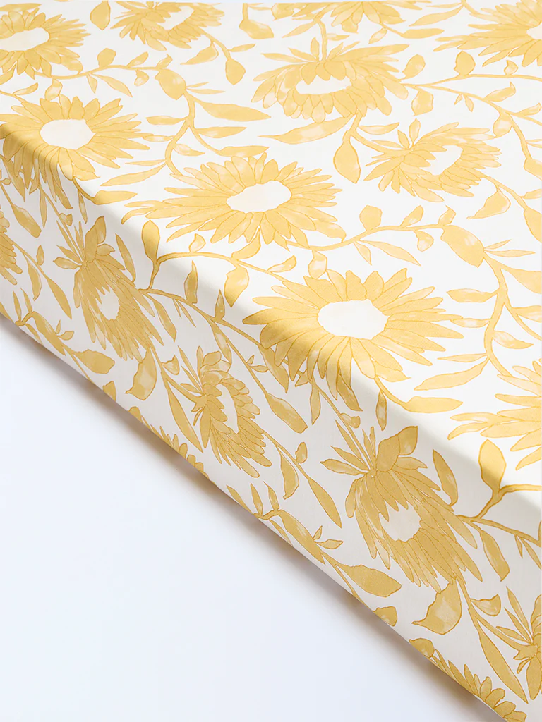 Westside Home Yellow Sunflower Pattern Queen Bed Sheet Set - Image 2