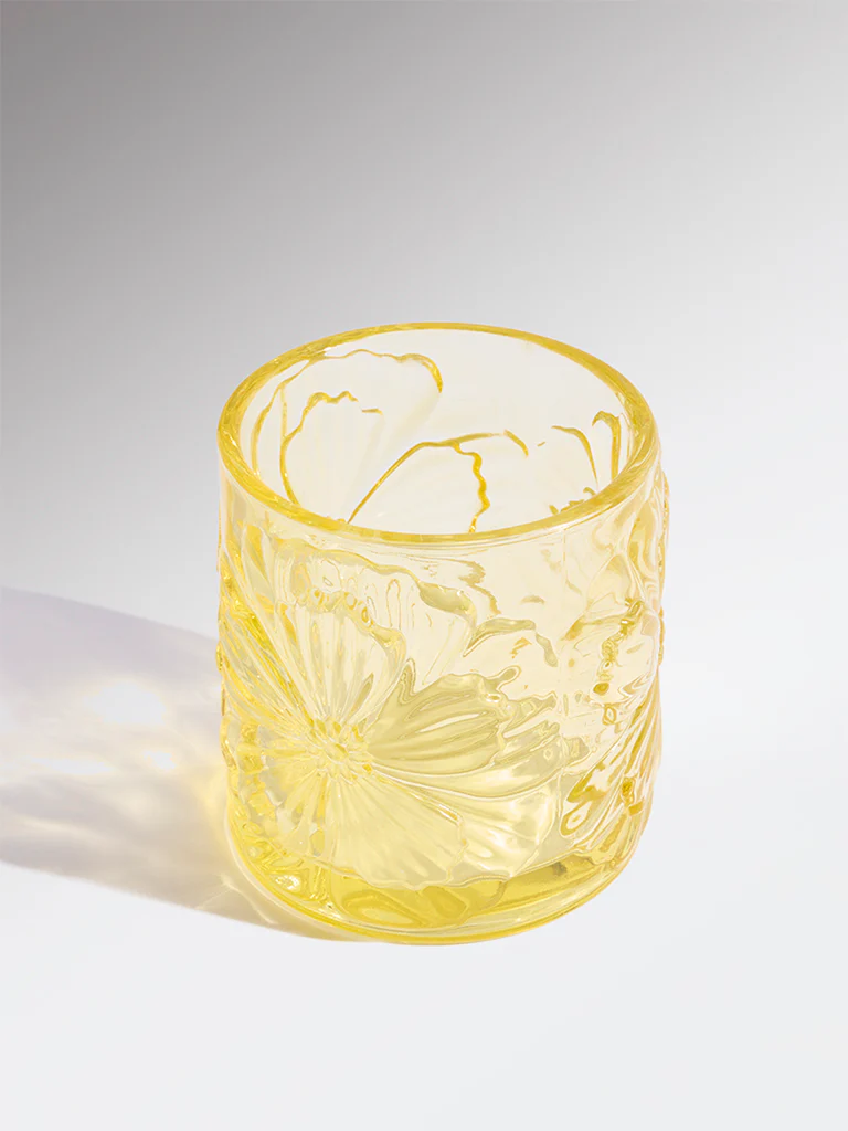 Westside Home Yellow Textured Glass Votive Candle Holder - Image 2