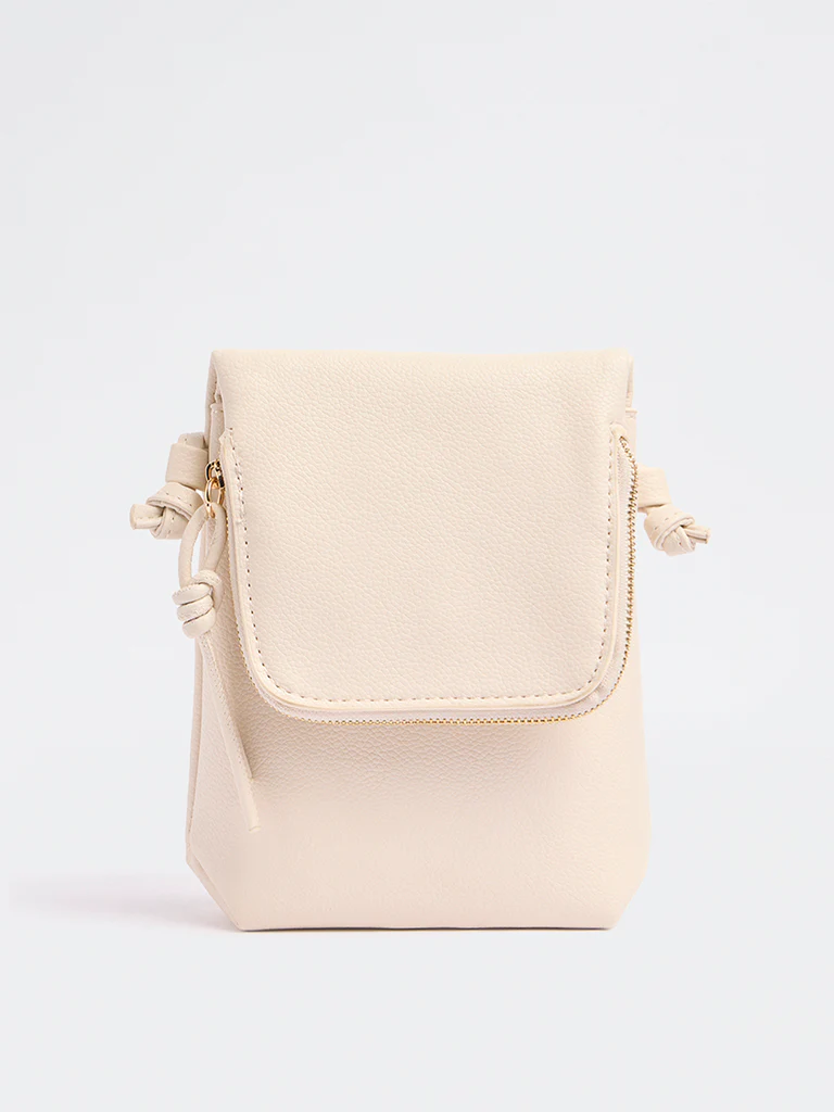 Westside Ivory Textured Mobile Sling Bag