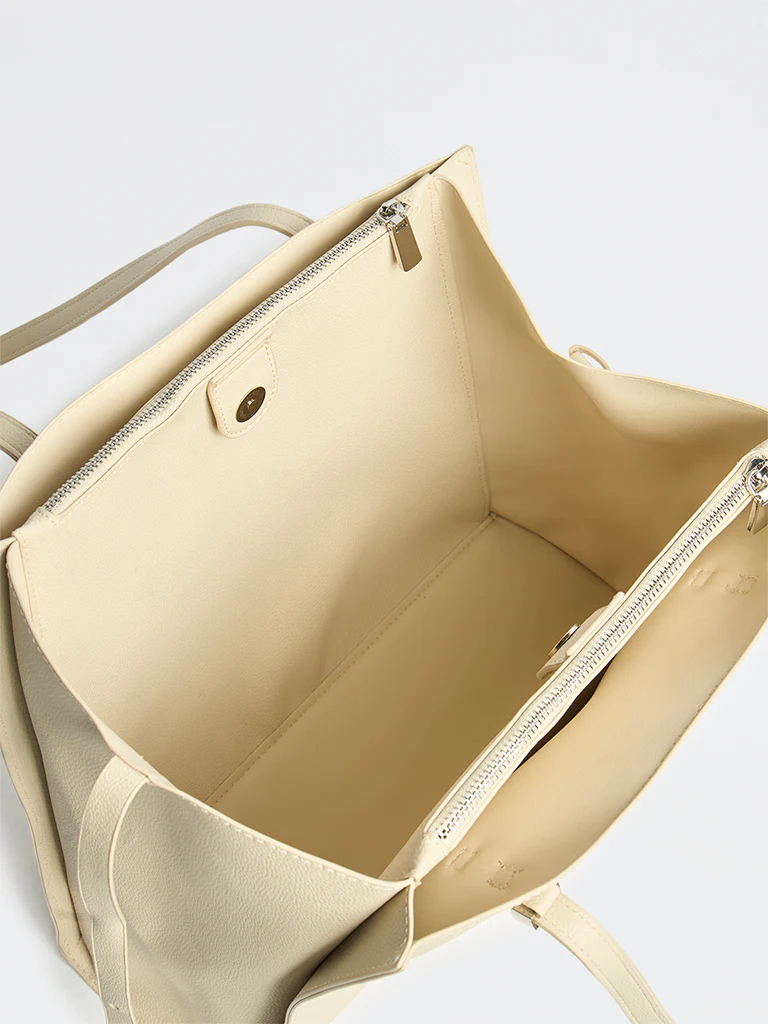 Westside Ivory Textured Tote Bag - Image 4