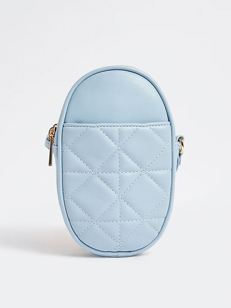 Westside Light Blue Quilted Phone Sling Bag