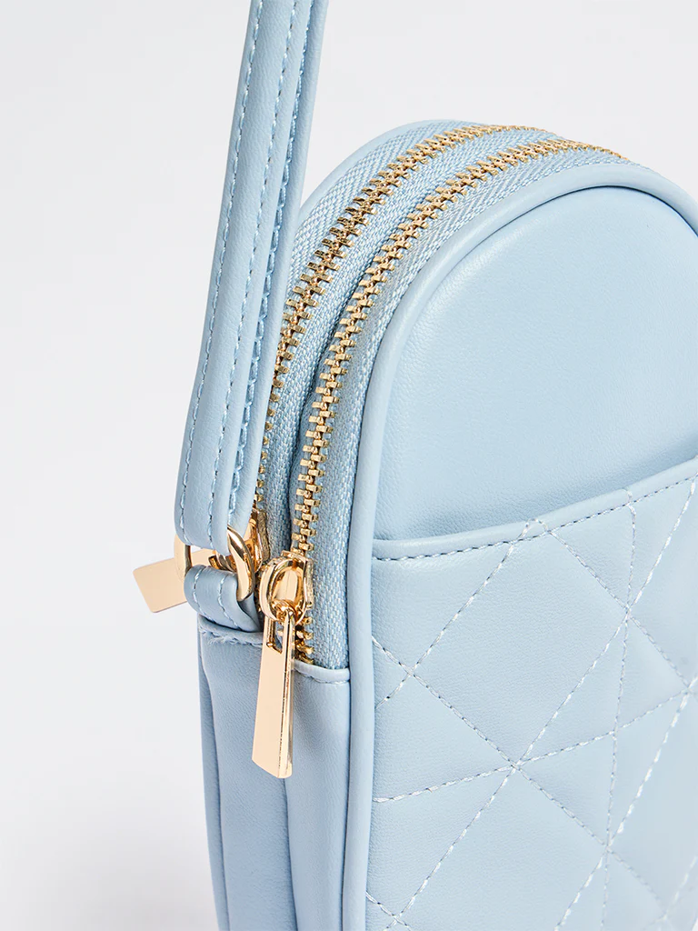 Westside Light Blue Quilted Phone Sling Bag - Image 3