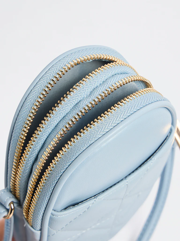 Westside Light Blue Quilted Phone Sling Bag - Image 4
