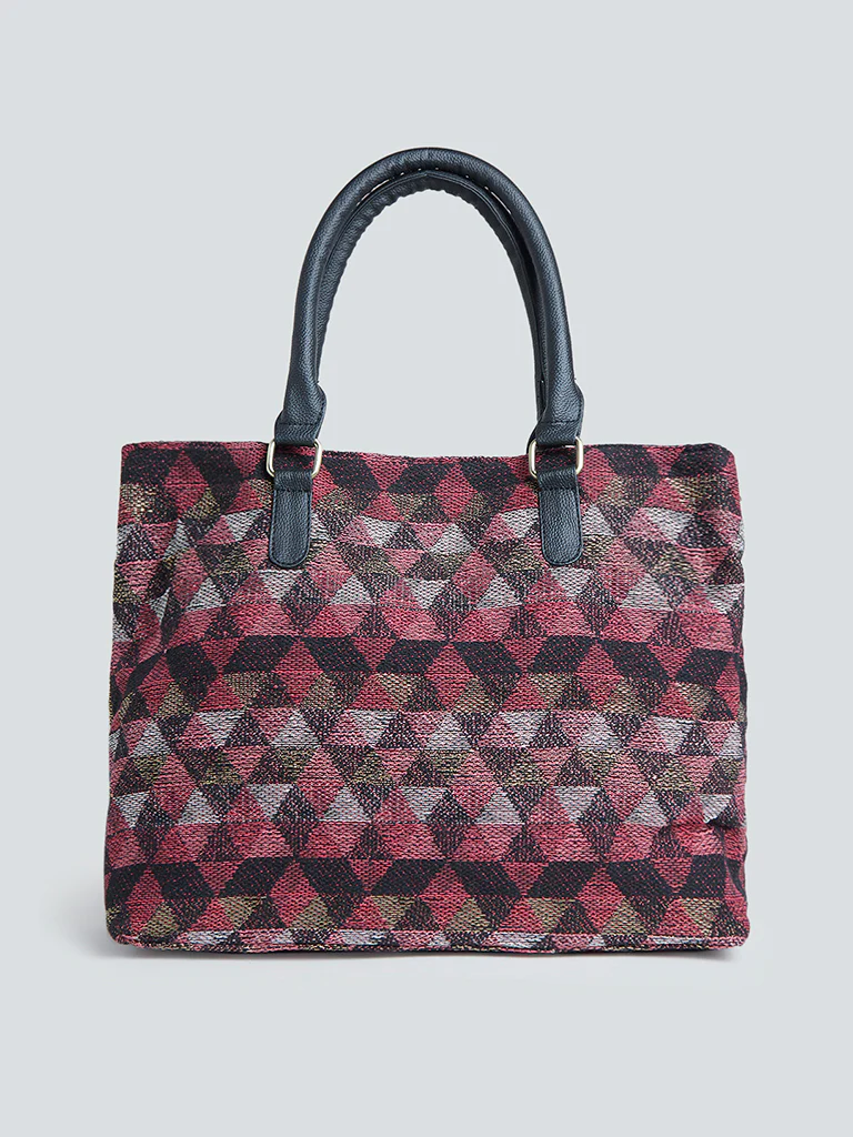 Westside Maroon Triangle Patterned Tote Bag - Image 2
