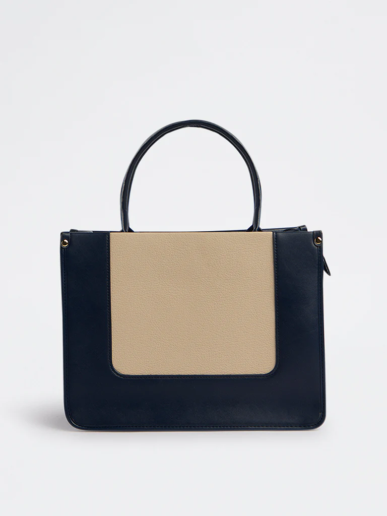 Westside Navy Colour-Blocked Tote Bag with Sling