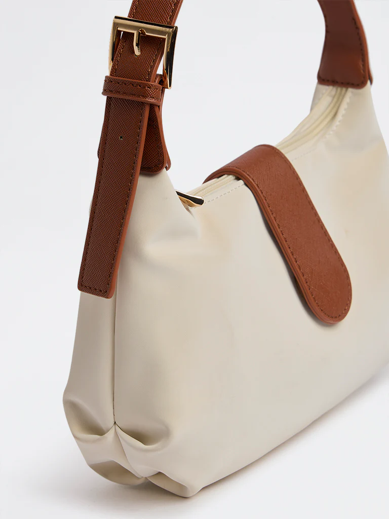 Westside Off-White Flap-Detailed Shoulder Bag - Image 2