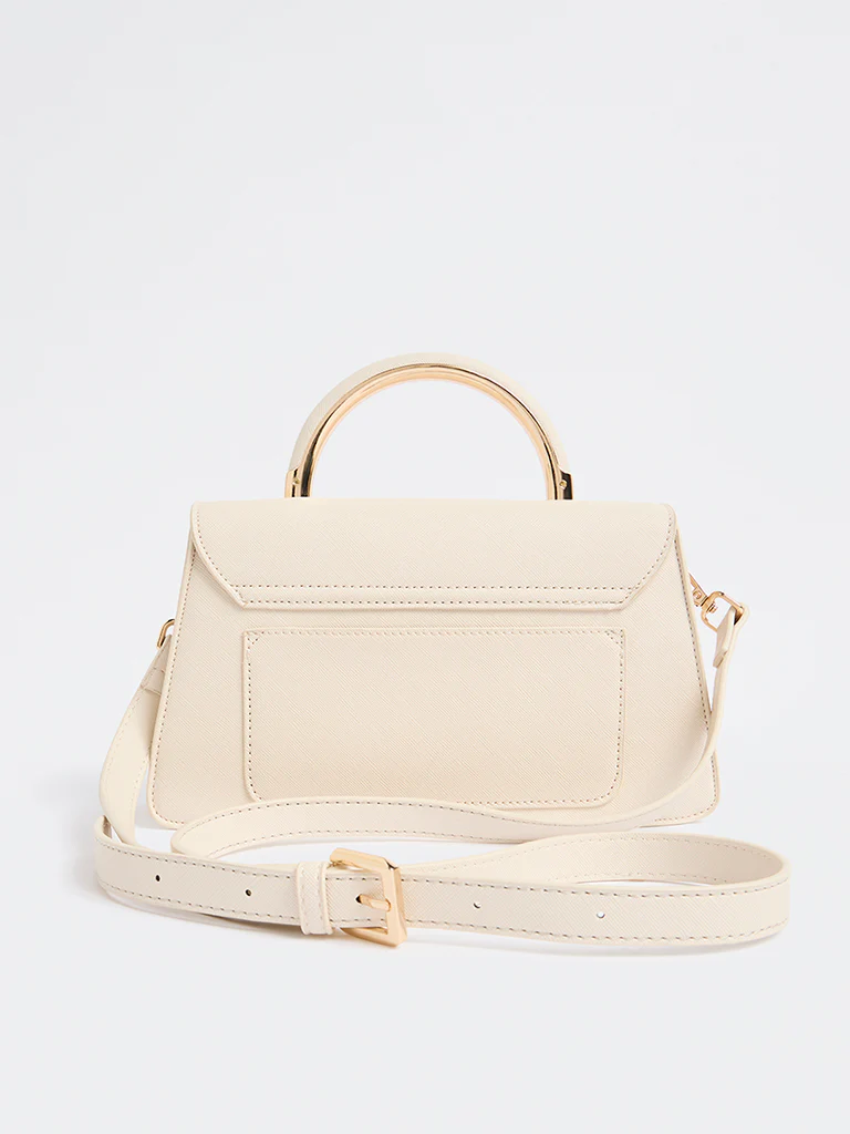 Westside Off-White Satchel Bag with Sling - Image 2
