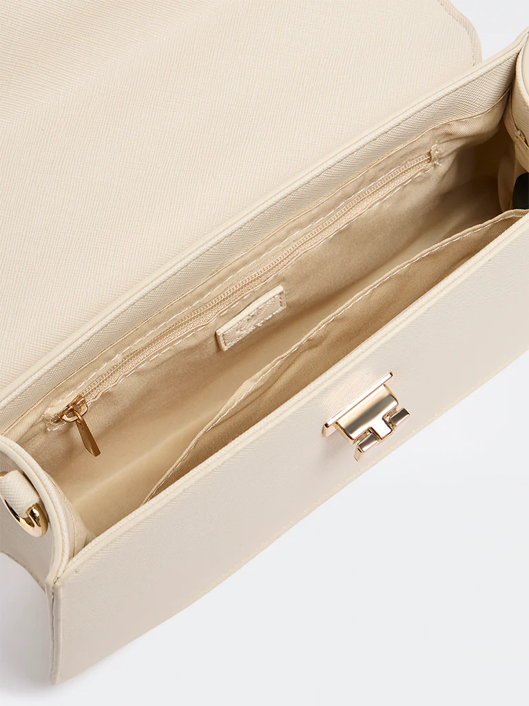 Westside Off-White Satchel Bag with Sling - Image 4