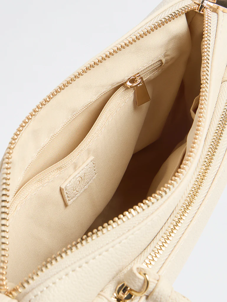 Westside Off-White Stud-Detail Textured Sling Bag - Image 4