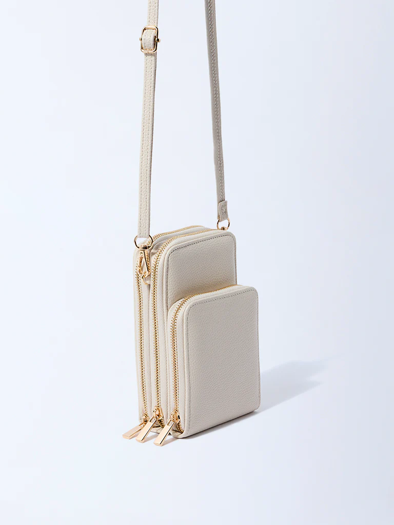 Westside Off-White Textured Wallet-Style Sling Bag - Image 2