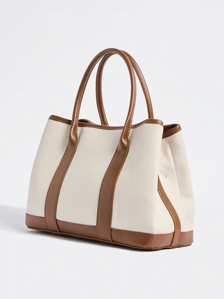 Westside Off-White Tote Bag with Sling - Image 2