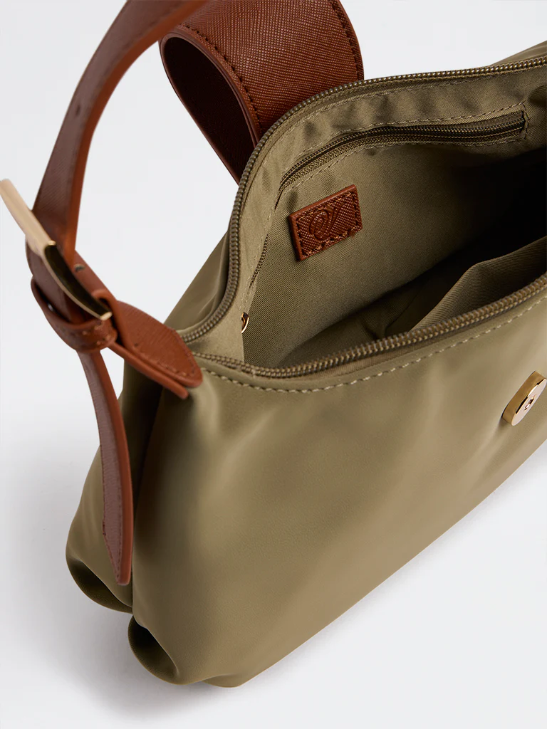 Westside Olive Flap-Detailed Shoulder Bag - Image 3