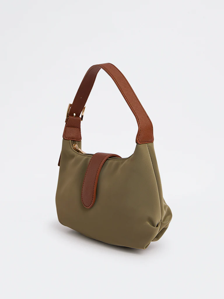 Westside Olive Flap-Detailed Shoulder Bag - Image 4