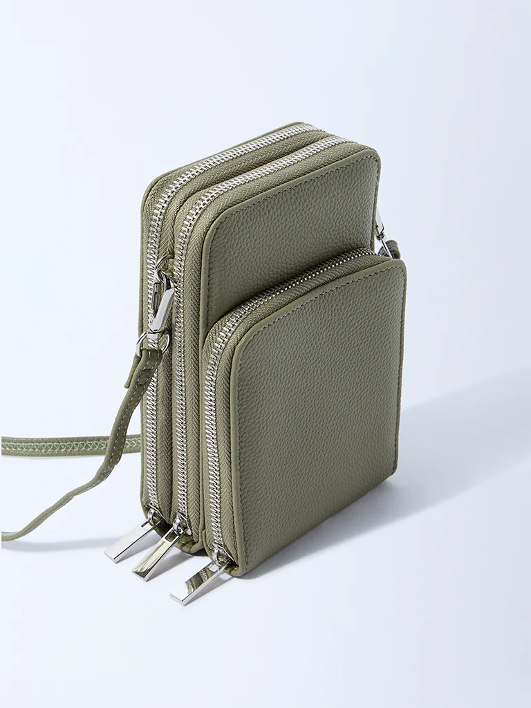Westside Olive Textured Wallet-Style Sling Bag - Image 2