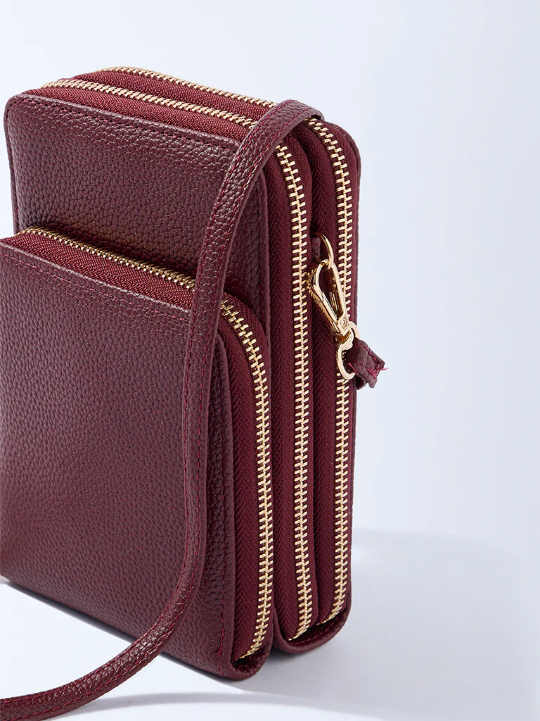 Westside Plum Self-Textured Phone Sling Bag - Image 3