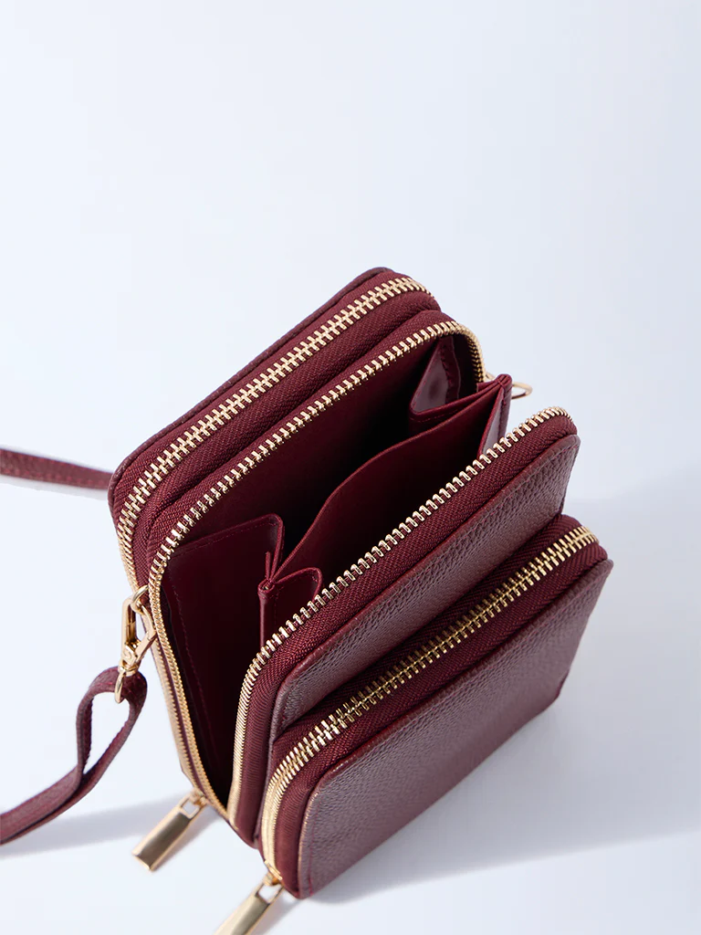 Westside Plum Self-Textured Phone Sling Bag - Image 4