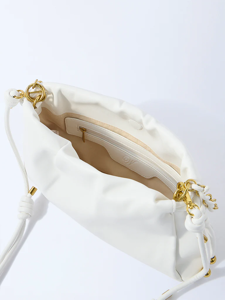 Westside White Solid Sling Bag - Image 4