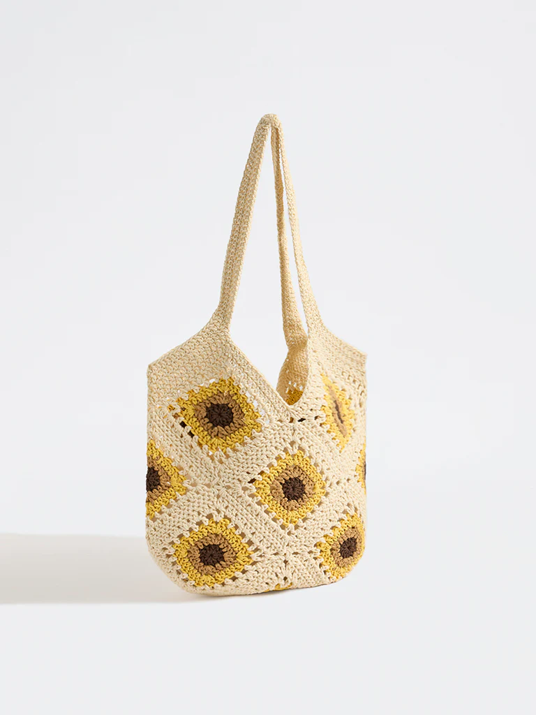 Westside Yellow Sunflower Crochet Design Tote Bag - Image 2