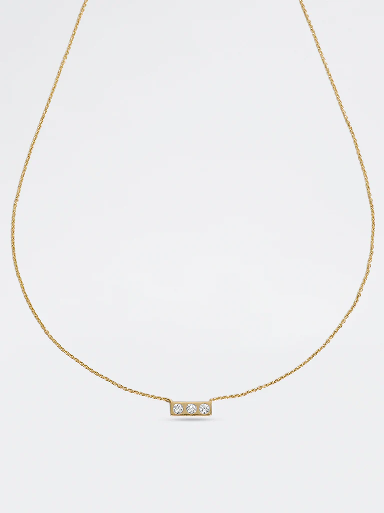 3 Stone Bezel Lab Diamond Necklace - Image 3