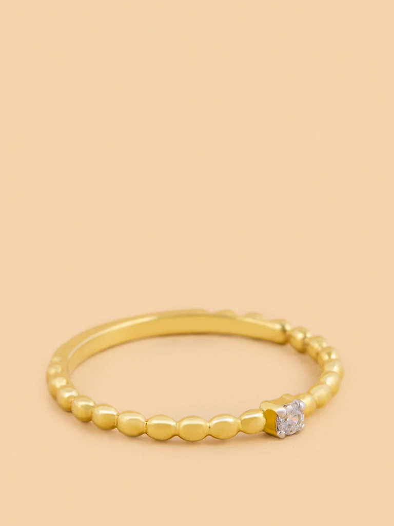 Beaded Ring with Lab Diamond - Image 3
