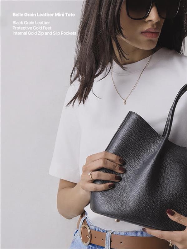 Belle Grain Leather Mini Tote - Image 5