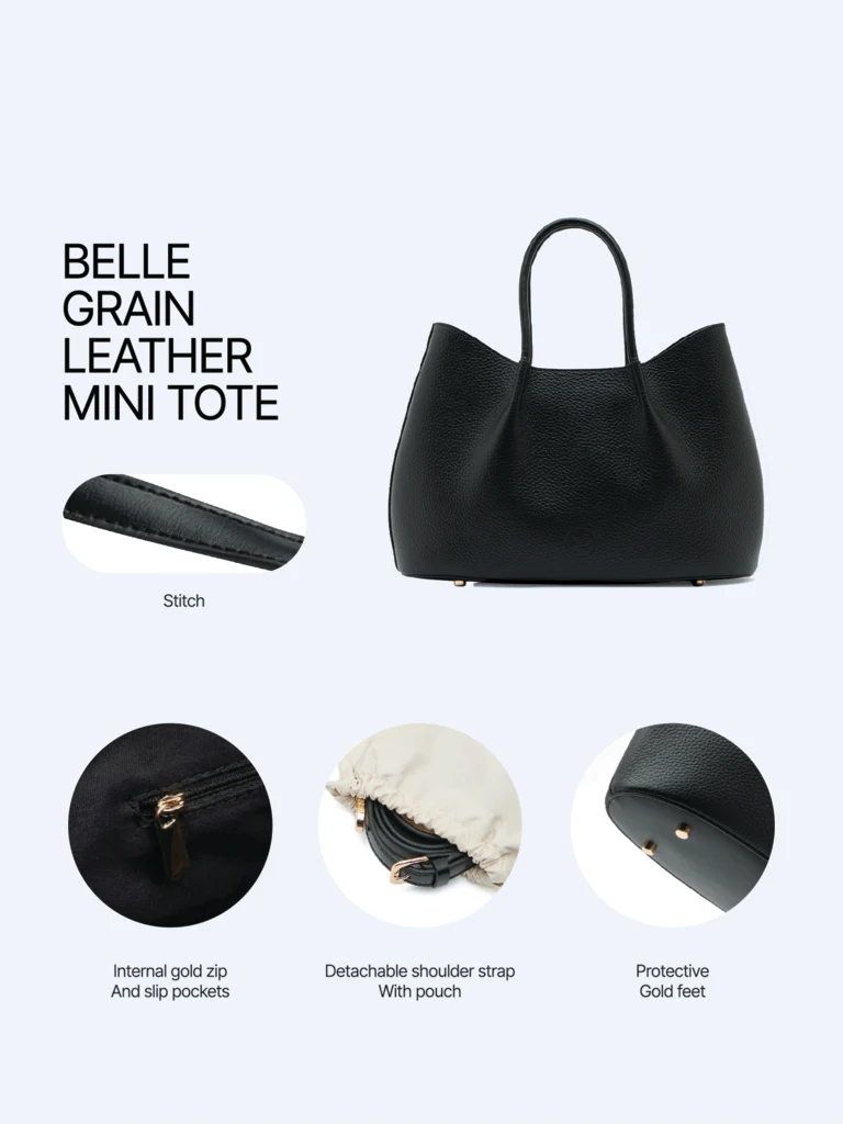 Belle Grain Leather Mini Tote - Image 6