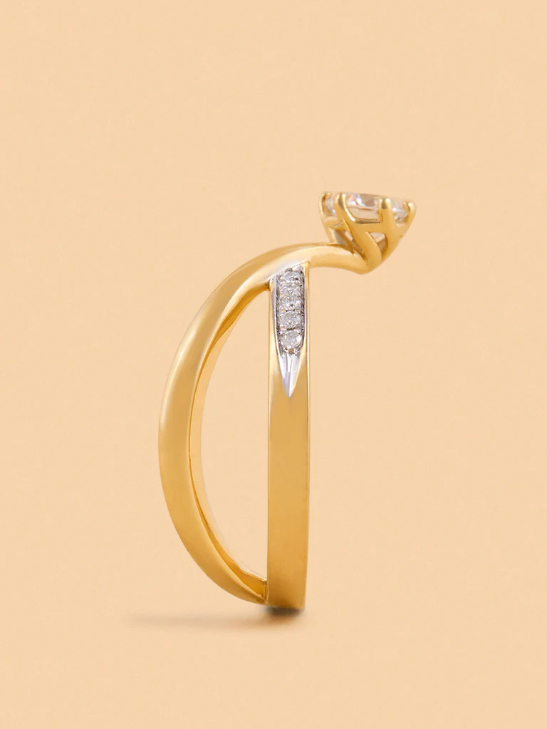 Classic Comet Gold Plated Lab Diamond Solitaire Ring - Image 2