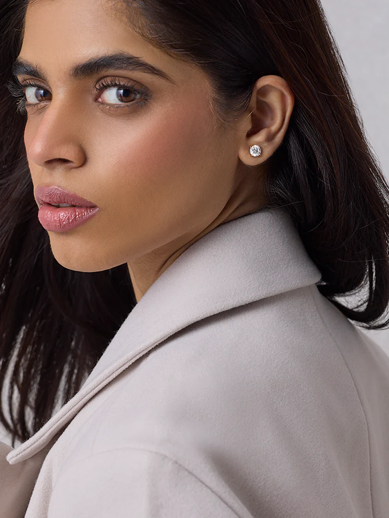 Classic Comet Solitaire Lab Diamond Stud Earring