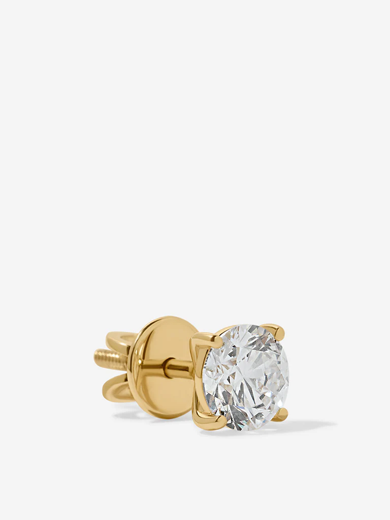 Classic Comet Solitaire Lab Diamond Stud Earring - Image 3