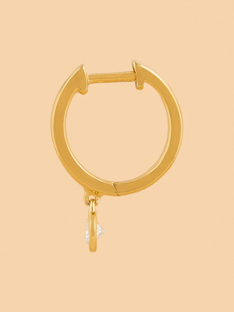 Classic Dangling Hoop Earrings with Lab Diamond - Image 3