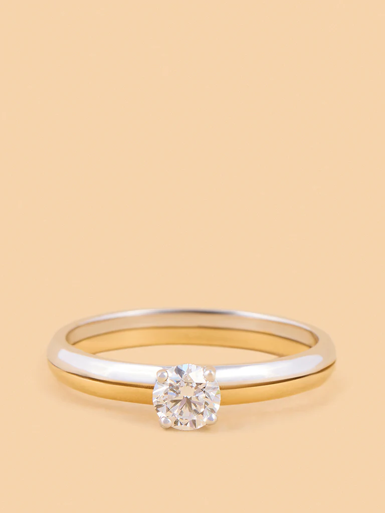 Classic Dual Tone Solitaire Lab Diamond Ring - Image 2