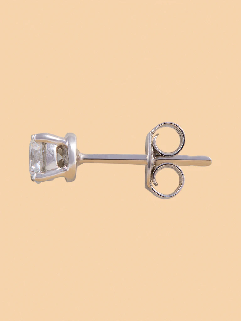 Classic Round Solitaire Lab Diamond Earrings - Image 3