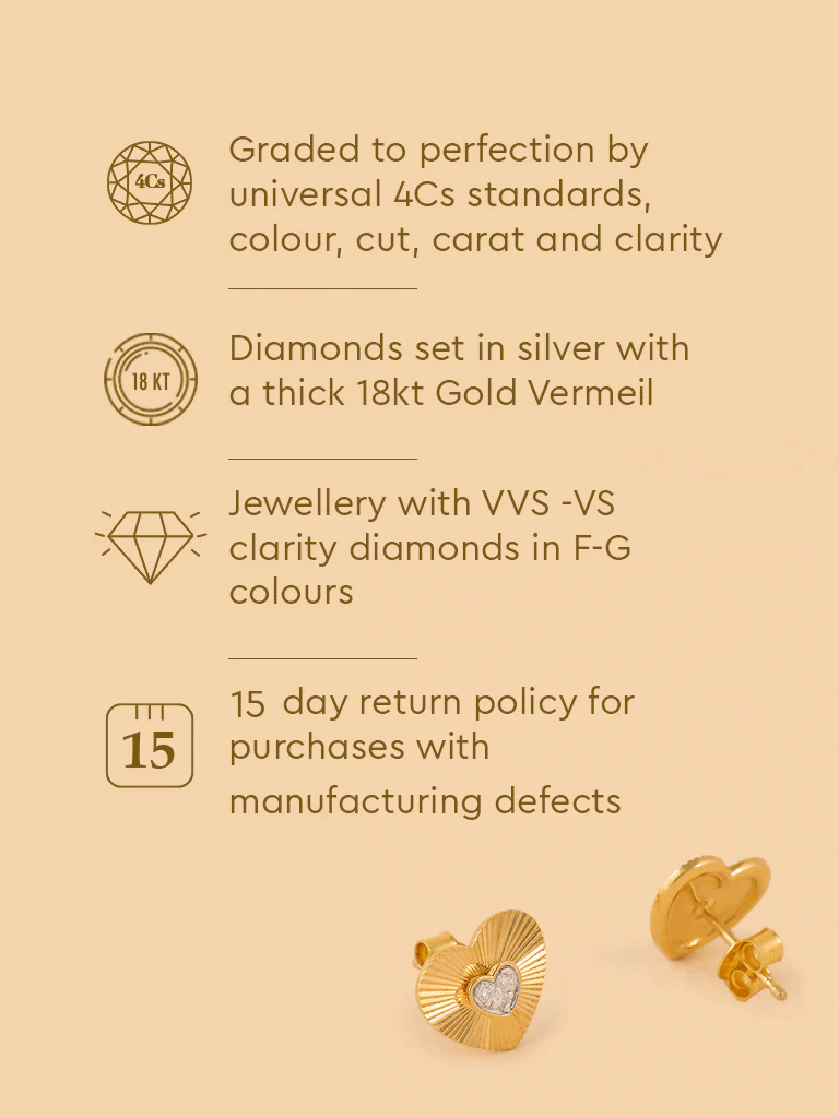 Dainty Lab Diamond Metal Halo Heart Studs - Image 5