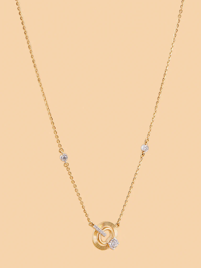 Dual Circle Lab Diamond Pendant Necklace - Image 2