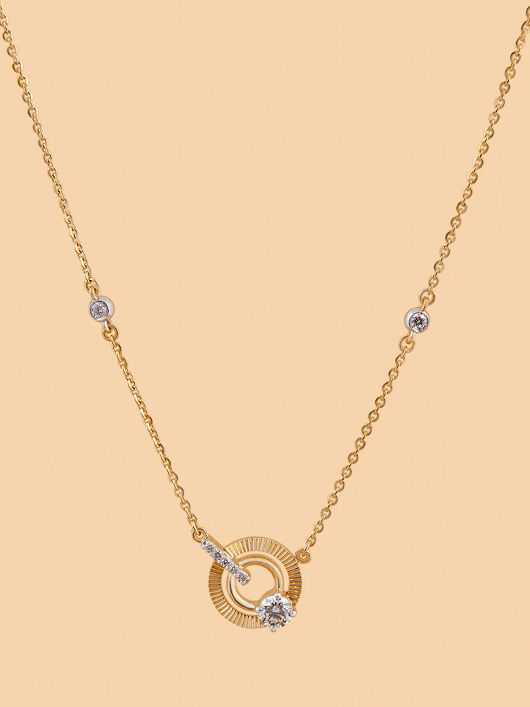 Dual Circle Lab Diamond Pendant Necklace - Image 3