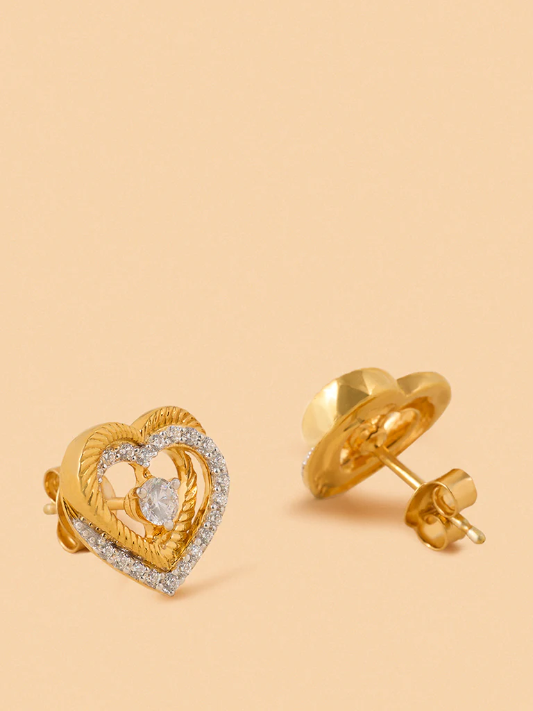Dual Layered Lab Diamond Halo Heart Studs - Image 2