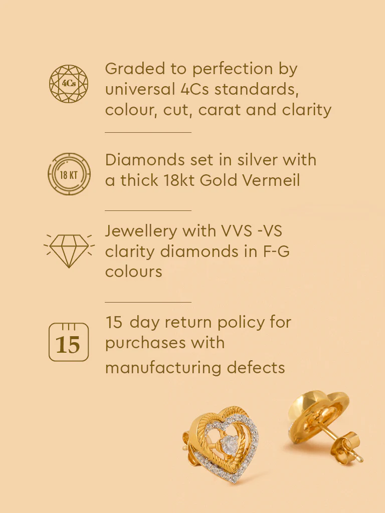 Dual Layered Lab Diamond Halo Heart Studs - Image 5