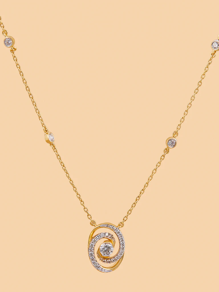 Dual Spiral Lab Diamond Pendant Necklace - Image 2