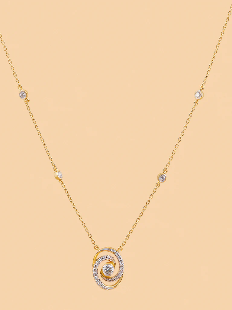 Dual Spiral Lab Diamond Pendant Necklace - Image 3