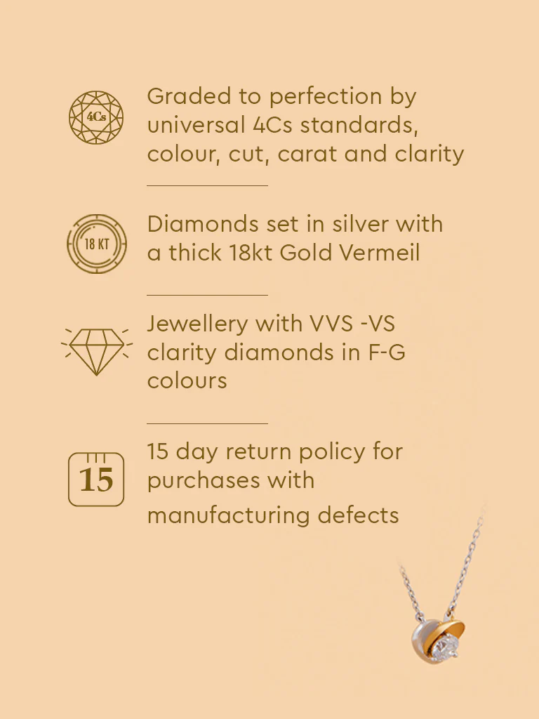 Dual Tone Heart Gold Plated Lab Diamond Necklace - Image 6