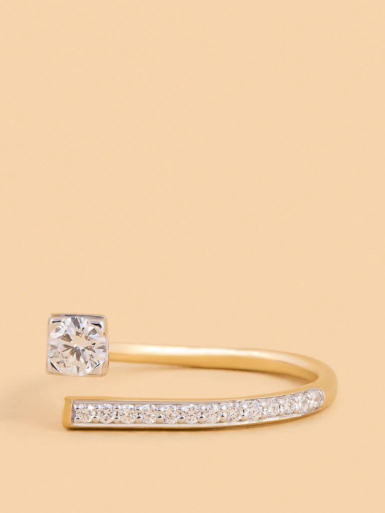 Edgy Gold Plated Lab Diamond Solitaire Ring - Image 2