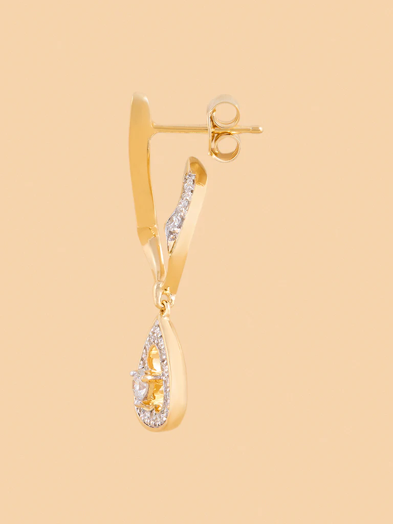 Elegant Drop Earrings with Lab Diamond Accents - Image 3