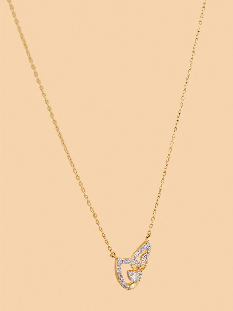 Elegant Teardrop Gold Plated Lab Diamond Necklace - Image 2