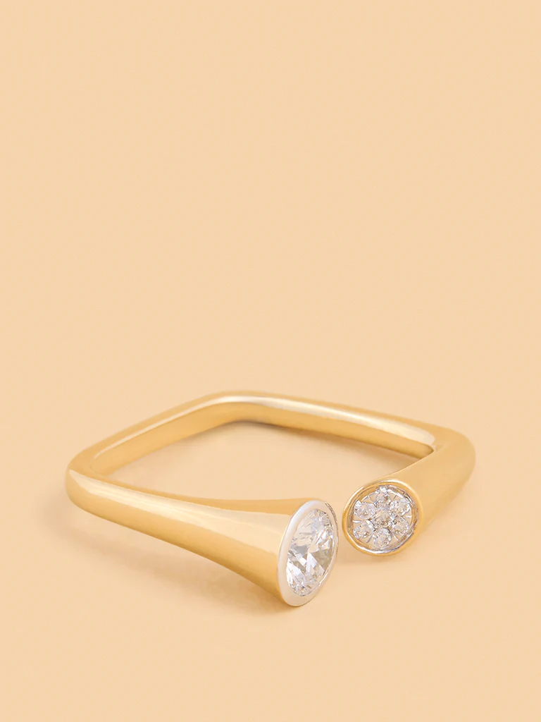 Elegant Twin Gold Plated Lab Diamond Ring - Image 3