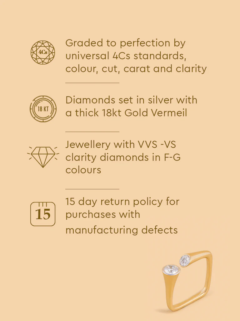 Elegant Twin Gold Plated Lab Diamond Ring - Image 5