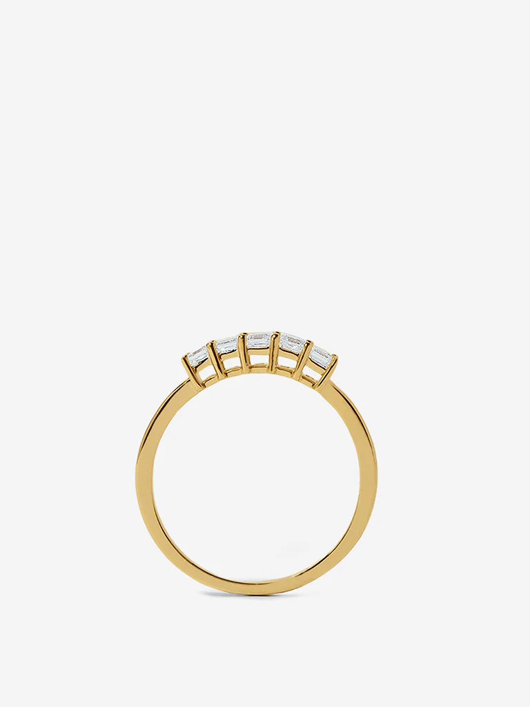 Emerald Cut Half Eternity Gold Plated Lab Diamond Ring - Image 4