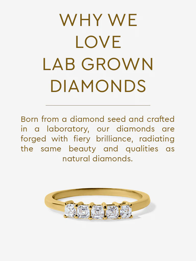 Emerald Cut Half Eternity Gold Plated Lab Diamond Ring - Image 5