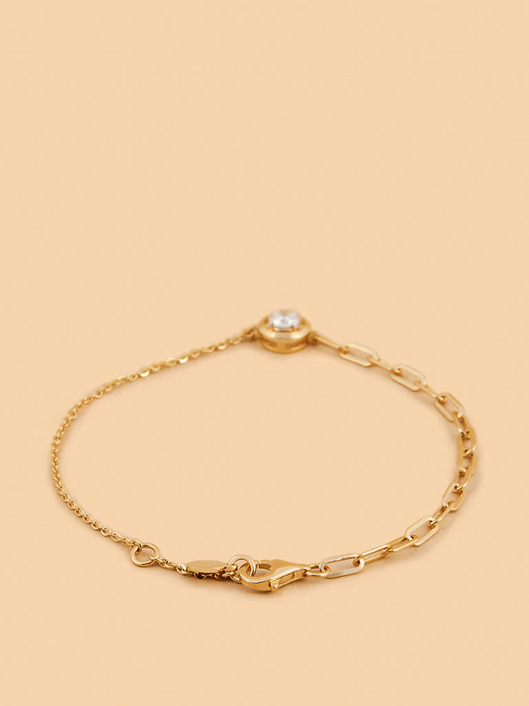 Faceted Solitaire Lab Diamond Chain Bracelet - Image 2