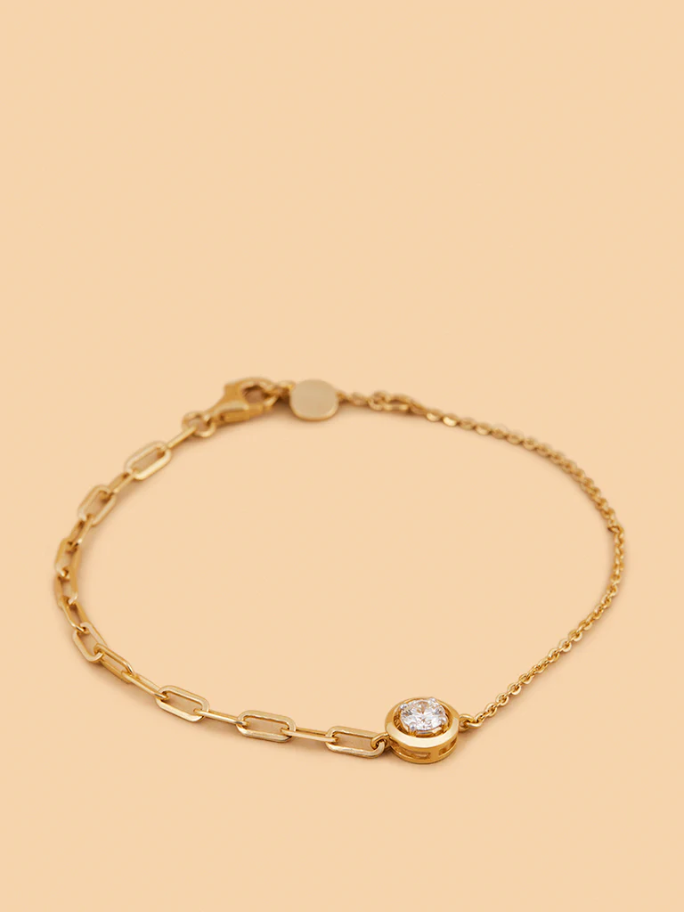 Faceted Solitaire Lab Diamond Chain Bracelet - Image 3